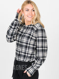 Agnes & Dora™ Blouson Tee Long Sleeve Black Plaid