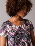 Agnes & Dora™ Everyday Tee Scoop Neck Navy/Fuchsia Boho