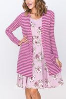 Agnes & Dora™ Essential Cardigan Magenta Blush Stripe