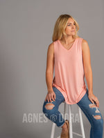 Agnes & Dora™ Essential Tank - V-Neck Peach