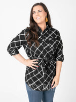 Agnes & Dora™ Flannel Tunic Windowpane - Black/Ivory