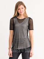 Agnes & Dora™ Fitted Tee Black Polka Dot Mesh