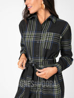 Agnes & Dora™ Flannel Tunic Simple Plaid Black/Green