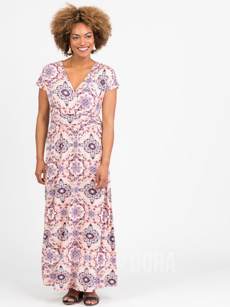 Agnes & Dora™ Crossover Maxi Dress Grand Mosaic Blush and Navy