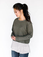 Agnes & Dora™ Pullover Olive Baby French Terry