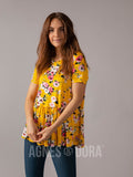 Agnes & Dora™ Relaxed Ruffle Tee Yellow/Coral Floral