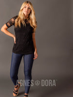 Agnes & Dora™ Fitted Tee Black Lace