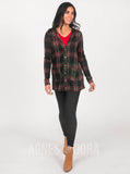 Agnes & Dora™ Essential Cardigan Black/Red Plaid