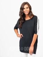 Agnes & Dora™ Dolman Tunic Black with White Tuxedo Stripe