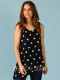 Agnes & Dora™ Asymmetrical Tank Black and White Stars