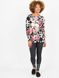 Agnes & Dora™ L/S Tee with Thumbhole Ivory/Mauve/Coral Floral