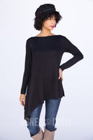 Agnes & Dora™ French Terry Asymmetrical Tunic Black