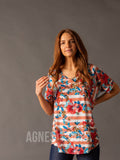 Agnes & Dora™ Love Top Blush/Denim Floral Stripe