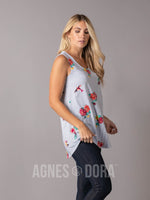 Agnes & Dora™ Essential Tank Denim Red Floral