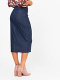 Agnes & Dora™ Button Pencil Skirt Dark Denim