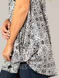 Agnes & Dora™ Side Knot Tank Black/Ivory Boho Floral