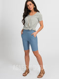 Agnes & Dora™ Trouser Short Light Knit Denim