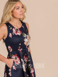 Agnes & Dora™ Fit & Flare Dress Navy/Rose Floral