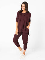 Agnes & Dora™ Effortless Hooded Pullover Heathered Wine