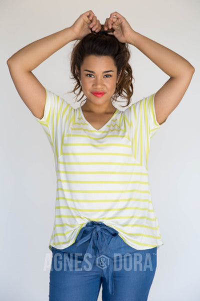 Agnes & Dora™ Love Top Stripe Lime On Ivory