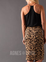 Agnes & Dora™ Pencil Skirt Taupe/Cognac/Animal