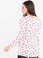 Agnes & Dora™ Muse Top Long Sleeve White with Red Lips