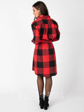 Agnes & Dora™ Flannel Shirt Dress Buffalo Plaid - Red/Black