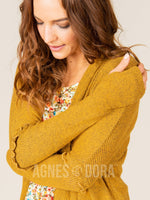 Agnes & Dora™ Open Front Thumbhole Cardi Mustard/Black