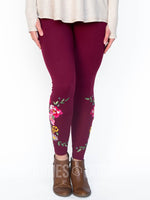 Agnes & Dora™ Embroidered Leggings Dark Berry