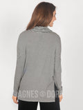 Agnes & Dora™ Dolman Turtleneck Black/Ivory Stripe