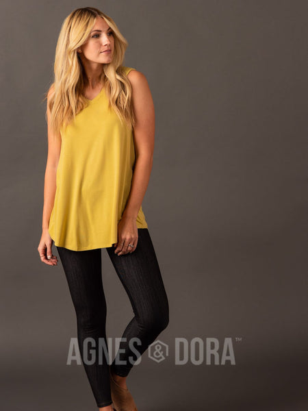 Agnes & Dora™ Essential Tank Double V-Neck Creamy Yellow