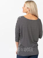 Agnes & Dora™ Dolman Tunic Duo Stripe Black & White