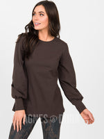 Agnes & Dora™ Blouson Tee Long Sleeve DK Brown