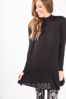 Agnes & Dora™ Mock Neck Swing Tunic Modal Black