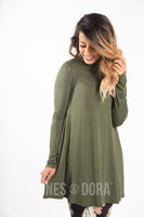 Agnes & Dora™ Mock Neck Swing Tunic Modal Olive