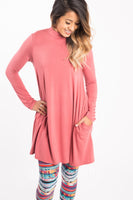 Agnes & Dora™ Mock Neck Swing Tunic Modal Ginger