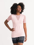 Agnes & Dora™ Sheer V-Neck Tee Pink