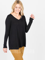 Agnes & Dora™ Everyday Tee Long Sleeve V-Neck Black