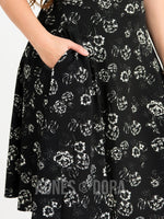 Agnes & Dora™ Midi Skirt Freshly Inked Floral Black