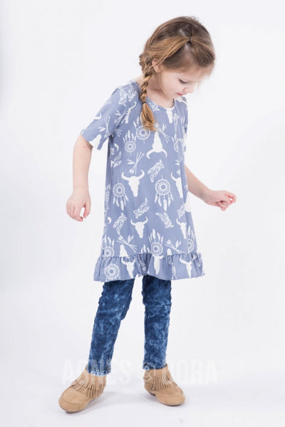 Agnes & Dora™ Kid Ruffle Tunic Daytime Dreamer Slate