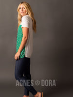 Agnes & Dora™ Dreamer Tee White/Kelly Green Floral/Ivory