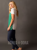 Agnes & Dora™ Dreamer Tee White/Kelly Green Floral/Ivory