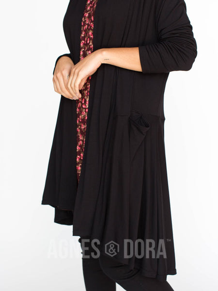 Agnes & Dora™ Cascade Cardigan Modal Black