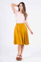 Agnes & Dora™ Midi Skirt in Solid Mustard Ponte