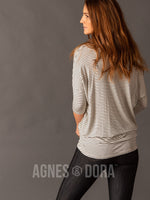 Agnes & Dora™ Dolman Tunic Ivory and Black Stripe