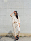 Agnes & Dora™ Effortless Hooded Pullover Heathered Oatmeal