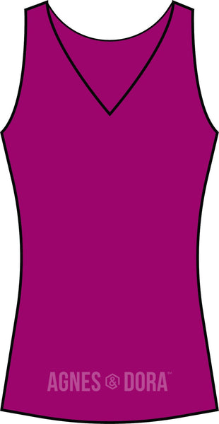 Agnes & Dora™ Fitted Tank V-Neck Raspberry