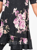 Agnes & Dora™ Ruffle Tunic Rose/Black Floral