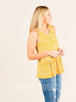 Agnes & Dora™ Relaxed Ruffle Tank Mustard/Ivory Animal