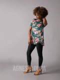 Agnes & Dora™ Side Knot Tunic Jade/Coral Floral